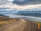 Beautiful view summer of road trip car at Westfjords in Iceland