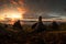 Beautiful view sunrise light rock stones Old Man of Storr Scolatand Skye Island landmark