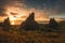 Beautiful view sunrise light rock stones Old Man of Storr Scolatand Skye Island landmark