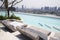 Beautiful view swimming pool on condo building,View on bangkok t