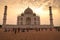 Beautiful view of taj mahal and dramatic sky in background