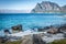 Beautiful view to Eggum beach in Norway, Lofoten islands