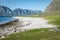 Beautiful view to Eggum beach in Norway, Lofoten islands