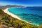 Beautiful view to Plage de Lozari near Lile Rousse on Corsica