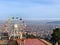 Beautiful view from the top of mountain Tibidabo, Barcelona. Traveling in Spain. Concept of tourism and leisure