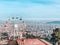 Beautiful view from the top of mountain Tibidabo, Barcelona. Traveling in Spain. Concept of tourism and leisure