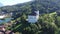 Beautiful view of top to Verdenberg castle. View from drone, quadrocopter to the medieval castle in the Swiss city of Verdenberg.