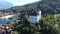 Beautiful view of top to Werdenberg castle. View from drone, quadrocopter to the medieval castle in the Swiss city of Werdenberg.