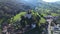 Beautiful view of top to Werdenberg castle. View from drone, quadrocopter to the medieval castle in the Swiss city of Werdenberg.