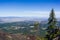 Beautiful view towards the valley north of Mt Shasta; I5 interstate going through small communities; Siskiyou County, Northern