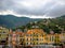 Beautiful view of town of Alassio with colorful buildings, Liguria, Italian Riviera, region San Remo, Cote d`Azur, Italy