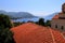 Beautiful view of town Herceg Novi in Montenegro with the red roofs of the Savina monastery, the Serbian Orthodox Church, on the