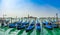 Beautiful view of traditional Gondolas on Canal Grande with San Giorgio Maggiore church at morning, Venice, Italy