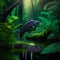 Beautiful view of a tropical fish swimming in a pond in a forest generative AI