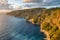 Beautiful view of turquoise sea on Zakynthos Island at sunset, Ionian islands, Greece.