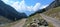 Beautiful view of the two parallel roads passing through the meadows in Chandanwari, Pahalgam