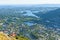 Beautiful view with Ulriken Cable Car seen from the Mount Ulriken in Bergen