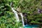 Beautiful view of the Upper Waikani Falls in Wailua, USA