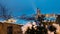 Beautiful view of Urbino at twilight with many snow in winter