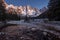 Beautiful view of Val Venegia Dolomites mountains near river on sunny day