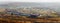 Beautiful view of the valley of the Razdolnaya river and the concrete products plant from the Baranovsky volcano in the Primorsky