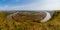 Beautiful view of the valley of the Razdolnaya river and the concrete products plant from the Baranovsky volcano in the Primorsky