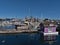 Beautiful view of Victoria Harbour with Fisherman\\\'s Wharf and marina with yacht boats on sunny day with skyline.