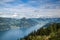 Beautiful view on Vierwaldstattersee lake and Alps, Switzerland