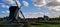 Beautiful view of a village in Fort Bourtange in the Netherlands with an old windmill