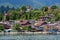 Beautiful view of Village on Lake Toba. This view from Samosir Island, North Sumatra, Indonesia