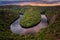 Beautiful view of the Vltava river at sunset. Long-time photos. Czech Republic