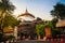 Beautiful view of Wat Saket Ratcha Wora Maha Wihan (Wat Phu Khao Thong, Golden Mount temple), a popular Bangkok tourist