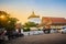 Beautiful view of Wat Saket Ratcha Wora Maha Wihan (Wat Phu Khao Thong, Golden Mount temple), a popular Bangkok tourist