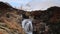 Beautiful view with waterfall and Fitz Roy mountain. Patagonia