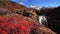 Beautiful view with waterfall and Fitz Roy mountain. Patagonia