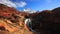 Beautiful view with waterfall and Fitz Roy mountain. Patagonia, Argentina