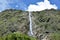 Beautiful view of the waterfall on the way to Amjilosa. Trek to Kangchenjunga, Nepal