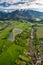 Beautiful view of Western Tatras mountains in Slovakia. Village Jakubovany and Konska under and peak Baranec at background