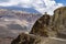 Beautiful view of a winding road near the temple outside Kagbeni, Nepal