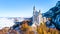 Beautiful view of world-famous Neuschwanstein Castle, the nineteenth-century Romanesque Revival palace built for King Ludwig II on