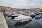 Beautiful view on Yachts, fishing boats, Adriatic sea and town of Rovinj embankment, Croatia