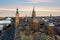 A beautiful view of Zaragoza, in Spain, from one of the towers o