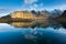 Beautiful views of the fjords with reflections in the water, Lofoten islands, Norway