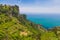 Beautiful views from path of the gods with lemon tree fields, Amalfi coast, Campagnia region, Italy