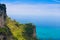 Beautiful views from path of the gods with lemon tree fields, Amalfi coast, Campagnia region, Italy