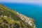 Beautiful views on Praiano town from path of the gods, Amalfi coast, Campagnia region, Italy