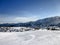 Beautiful views of snowcapped Alpine mountain range in Austria.