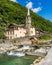 The beautiful village of Fontainemore in the Lys Valley. Aosta Valley, northern Italy.