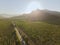 Beautiful vineyards in the mountains of Crimea. Aerial drone view. Koktebel. Crimea