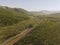 Beautiful vineyards in the mountains of Crimea. Aerial drone view. Koktebel. Crimea